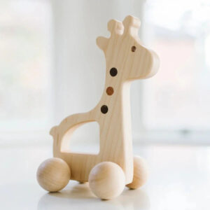 Natural Wooden Giraffe Push Toy - Made in USA