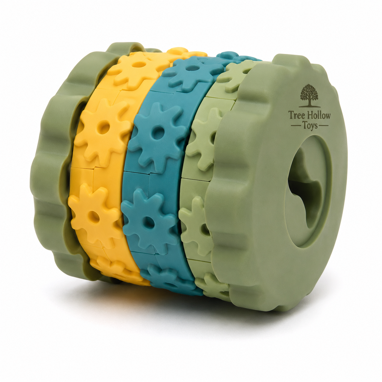 Tree Hollow Toys Interactive Gear Roller Dog Toy for Aggressive Chewers – Durable Treat Dispensing Puzzle Toy for Medium & Large Dogs