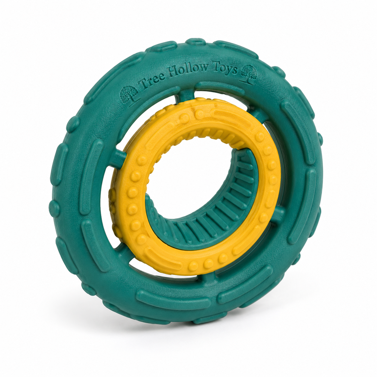 Tree Hollow Toys Dual-Ring Interactive Dog Chew Toy – Durable Rolling Dental Ring for Medium & Large Dogs
